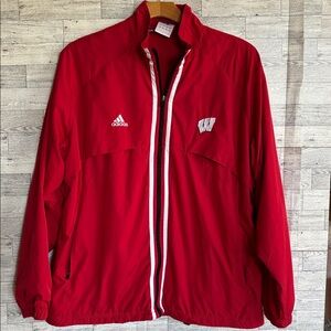 Red Wisconsin Coat Vintage Adidas Badgers Varsity Windbreaker‎ Zip-up Mens Large